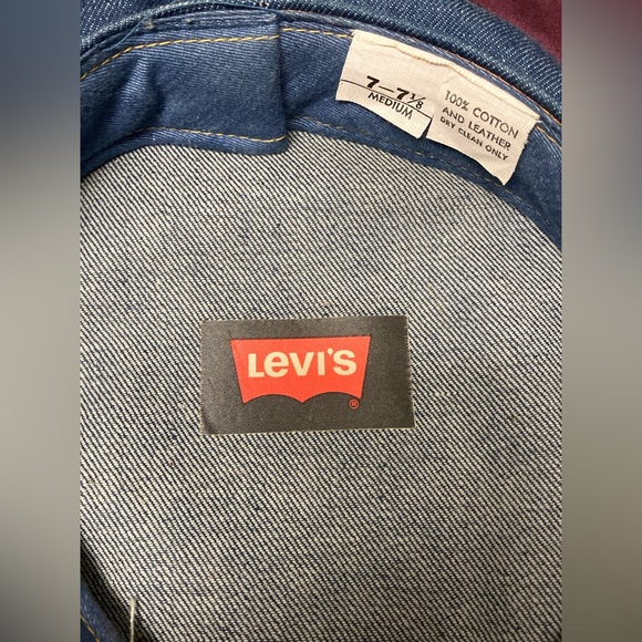 Levi’s Orange Tab Mint Vtg Denim Leather Engineer Beatnik Cap Hat - Picture 8 of 8